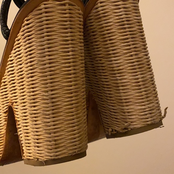 Prada Knotted Leather Wicker Platform Wedge Heels - Picture 11 of 14